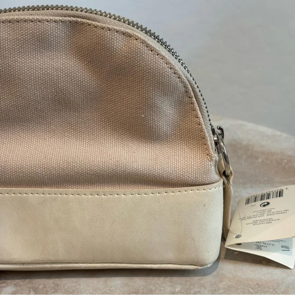 Chloe rounded linen and pleather cosmetic bag